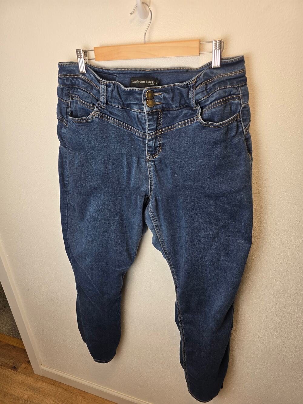 Twentyone Black Rue21 Jeans Womens 15/16R Curvy Double Button Blue Y2K